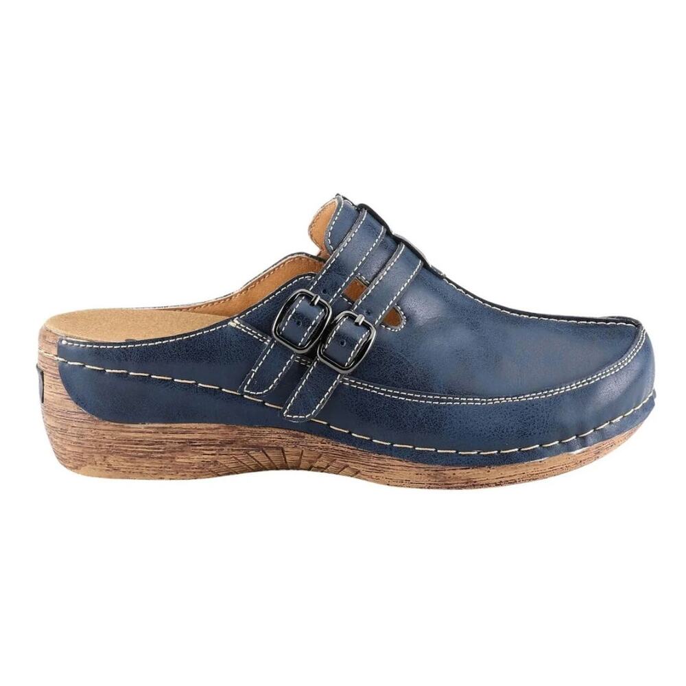 Spring Step Happy Slides Slip Ons Navy Leather Size 7.5/8 US 38 EU NWOB Casual